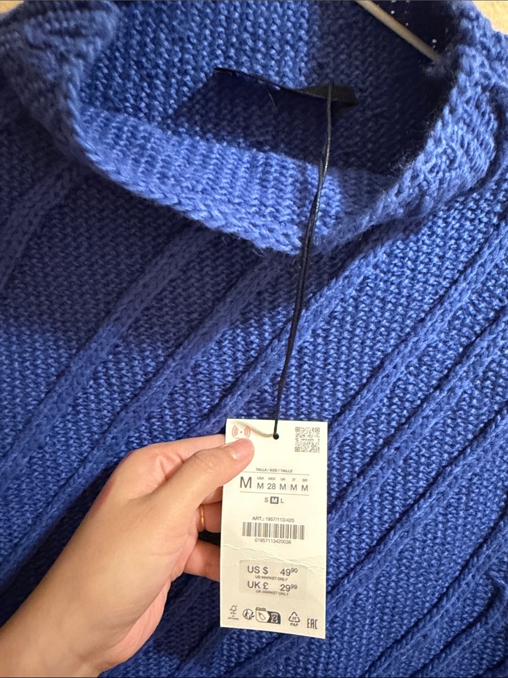 Zara Cobalt Blue Sleeveless Turtleneck Knit Vest - Picture 3 of 3